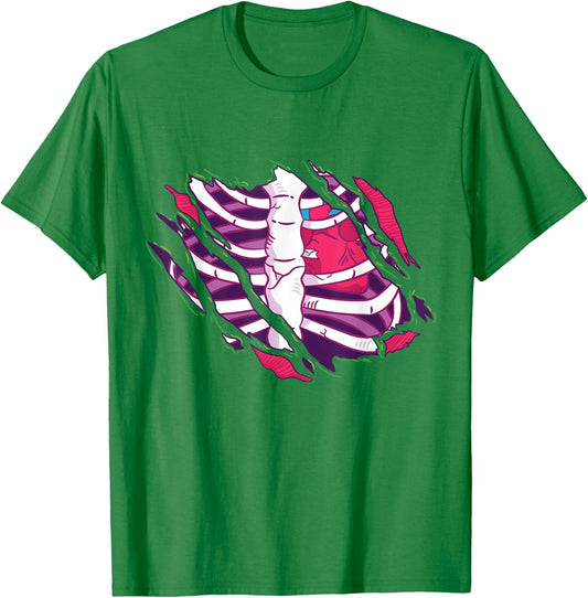 Zombie Ribcage Bones Costume T-Shirt - T-Shirt | Irish Green