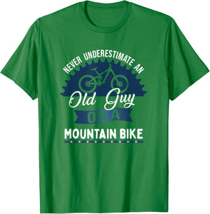 Never Underestimate An Old Guy On A Mountain Bike T-Shirt - T-Shirt | Irish Green
