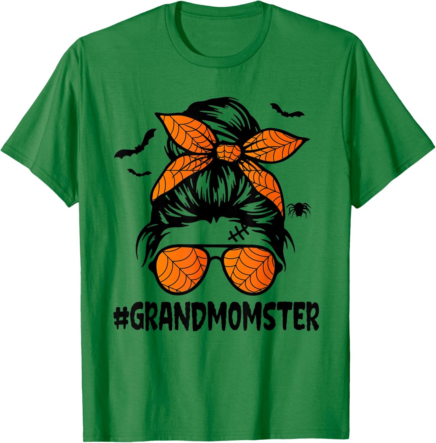 Grandmomster Shirt Women Halloween Nana Grandma Messy Bun T-Shirt - T-Shirt | Irish Green