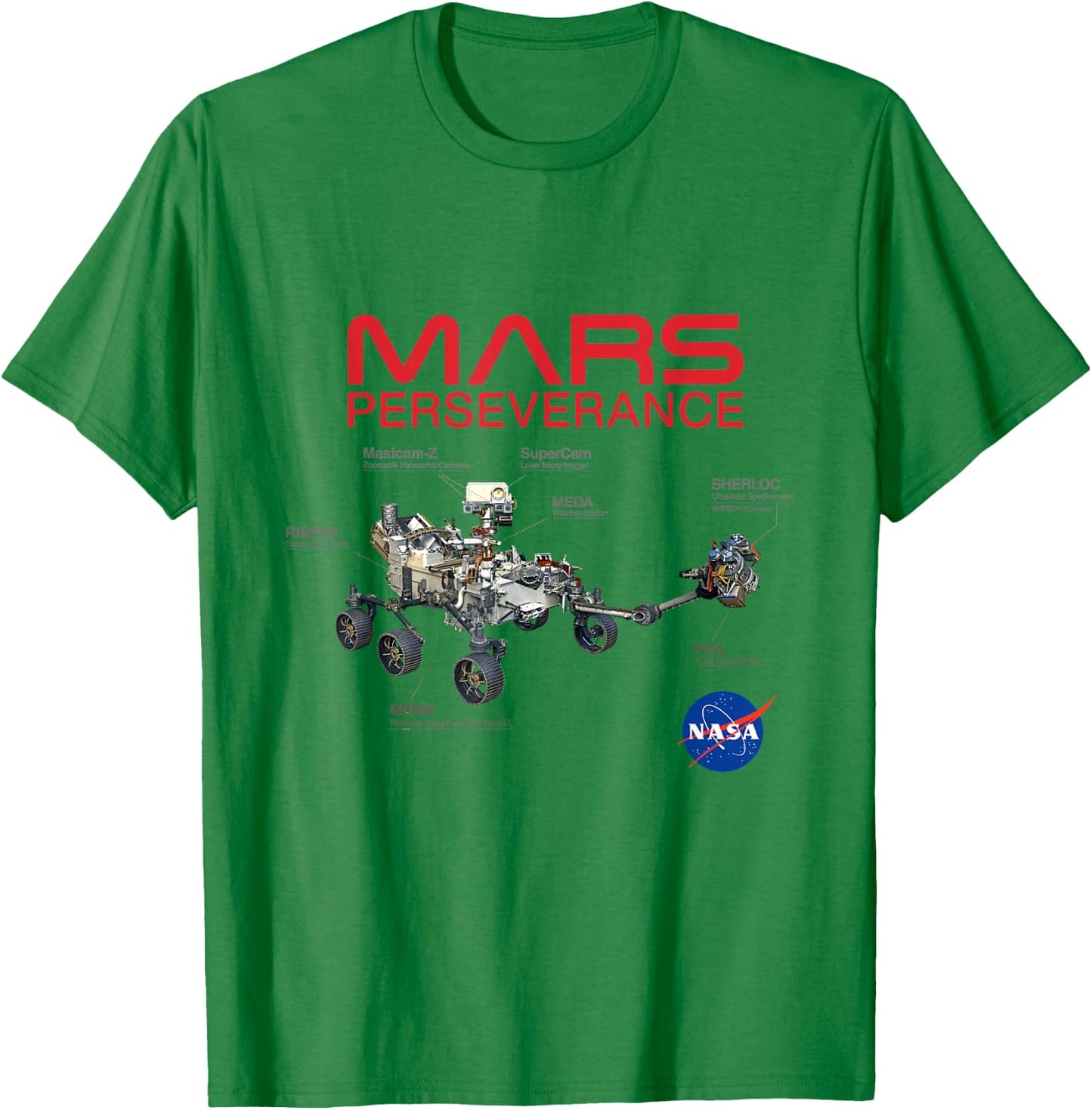 NASA Mars Perseverance Rover Diagram T-Shirt - T-Shirt | Irish Green