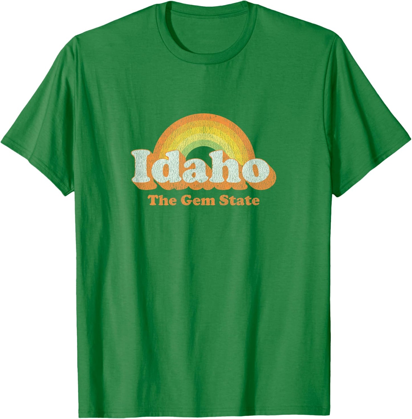 Retro Idaho T Shirt Vintage 70s Rainbow Design T-Shirt - T-Shirt | Irish Green