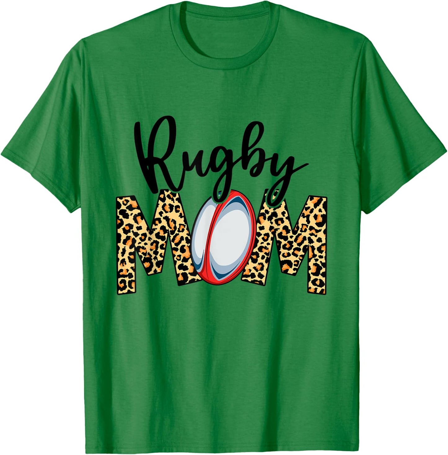 Funny Leopard Rugby Mom Sport Love Mother's Day T-Shirt - T-Shirt | Irish Green