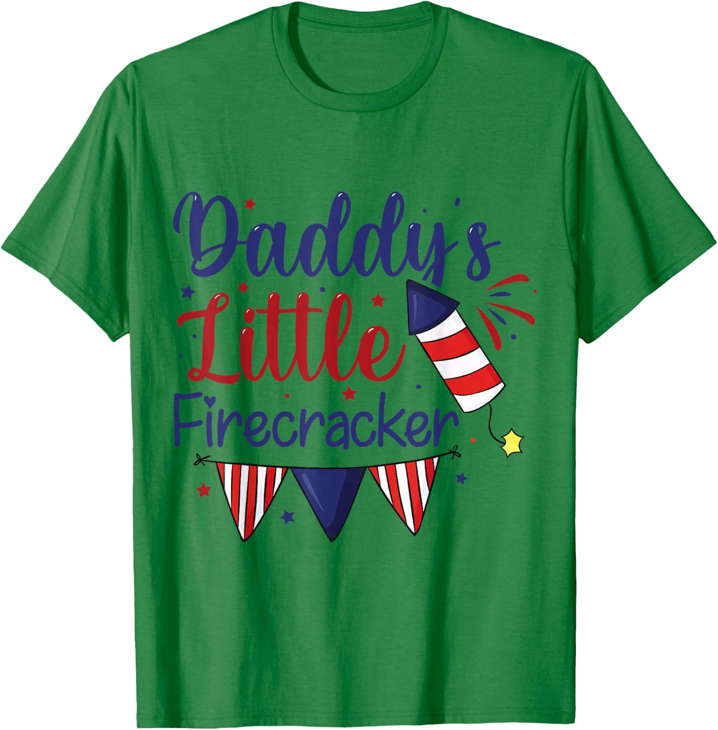 Daddy's Little Firecracker Cute 4th of July Toddlers Kids T-Shirt - T-Shirt | Irish Green