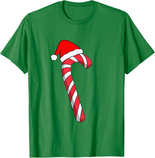 Christmas Candy Cane Santa Xmas T-Shirt - T-Shirt | Irish Green