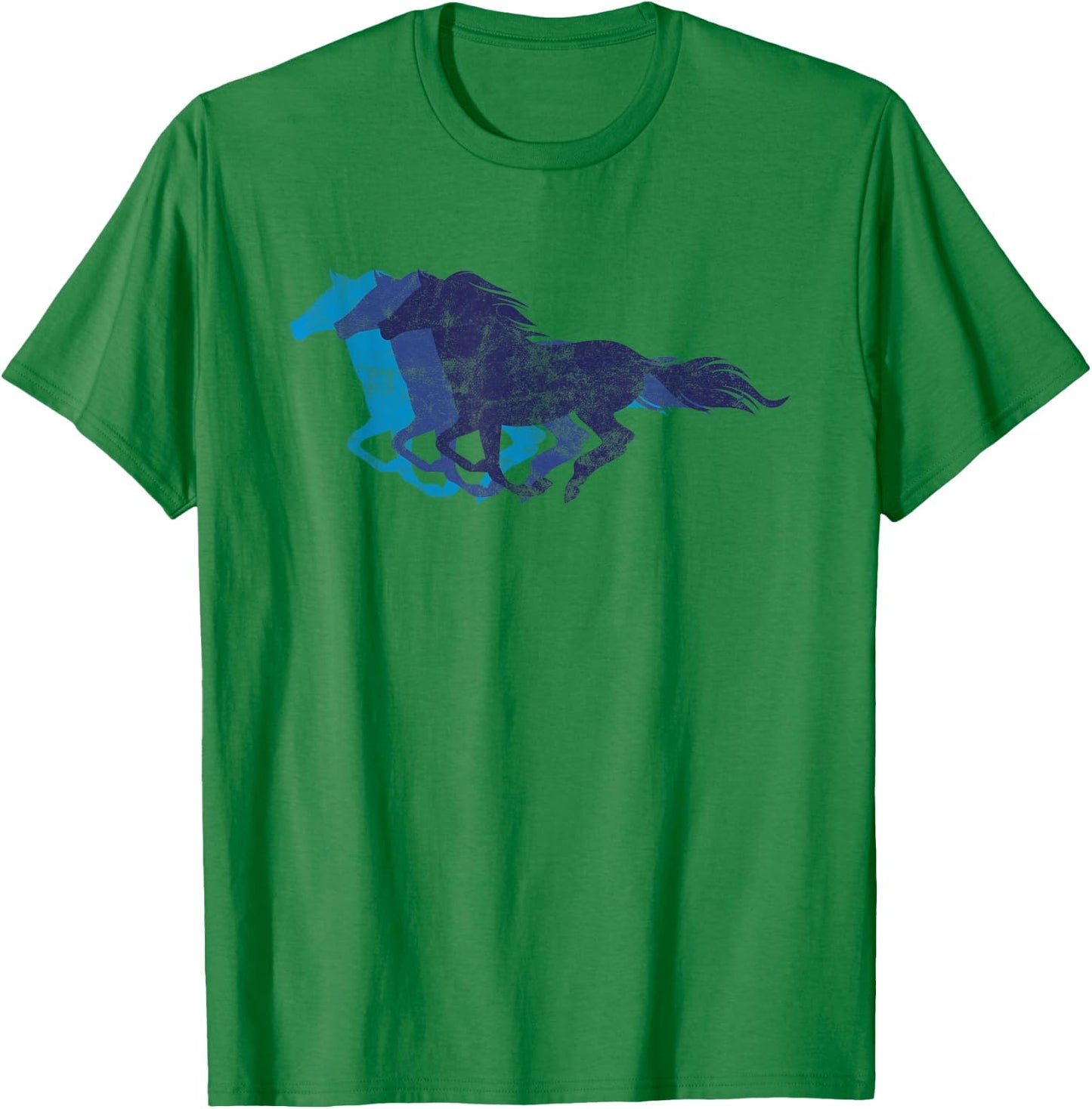 Blue Horse Racing Silhouette Shirt Equitation T-Shirt - T-Shirt | Irish Green