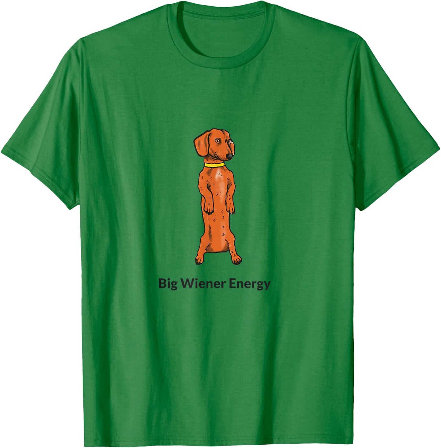 Katatat Designs Big Wiener Energy - Women's Dachshund Pattern - Blue - 3X-Large - Classic Fit - Short Sleeve - - Solid Colors: 100% Cotton T-Shirt - T-Shirt | Irish Green