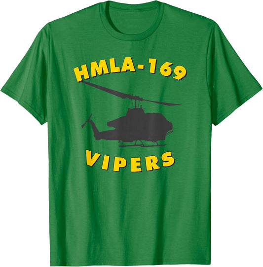 HMLA-169 Vipers Helicopter Attack Squadron AH-1W T-Shirt - T-Shirt | Irish Green
