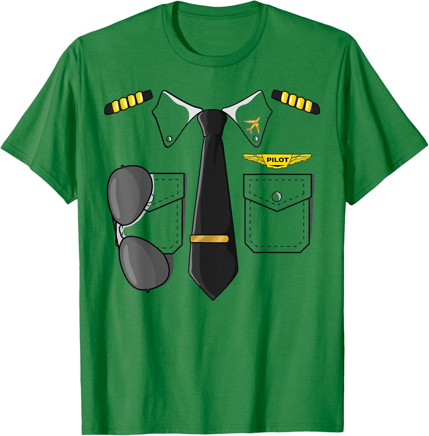 Airplane Airline Pilot Costume Kids Dress Up Halloween T-Shirt - T-Shirt | Irish Green