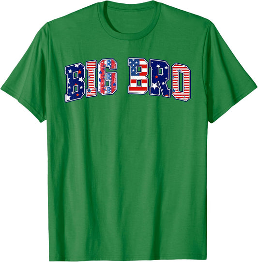 Patriotic Big Bro 4th of July American Flag Independence Day T-Shirt - T-Shirt | Irish Green