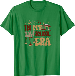 In My Law School Era Groovy Future Lawyer Student School T-Shirt - T-Shirt | Irish Green
