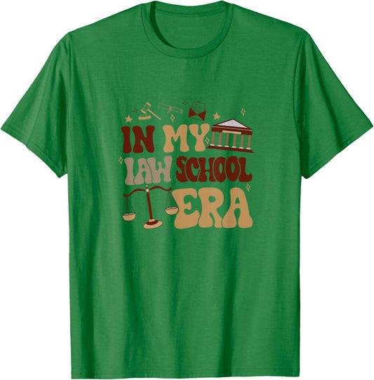 In My Law School Era Groovy Future Lawyer Student School T-Shirt - T-Shirt | Irish Green