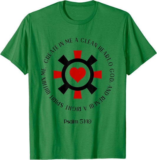 Psalm 51:10 Create In Me A Clean Heart Christian Bible Verse T-Shirt - T-Shirt | Irish Green
