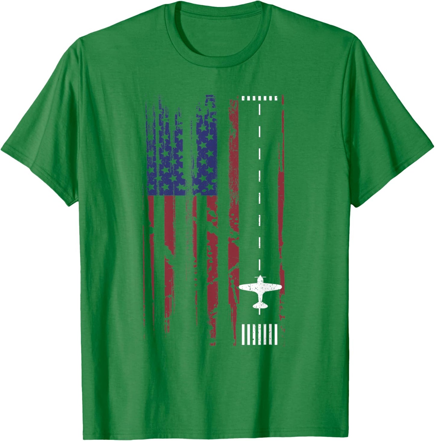 Plane Landing Strip In US Flag Shirt | Cute 4th of July Gift Kids Men T-Shirt - T-Shirt | Irish Green