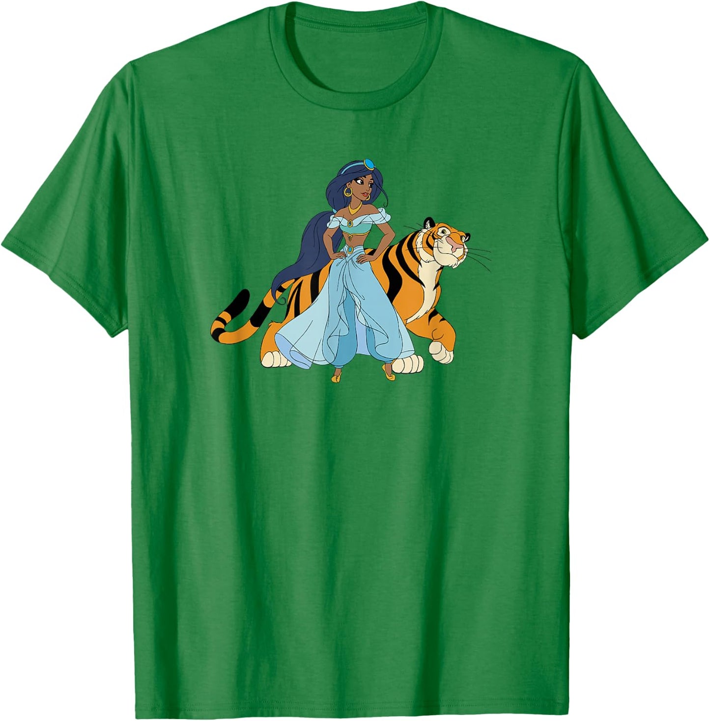 Disney Aladdin Jasmine And Rajah Tiger Pose T-Shirt - T-Shirt | Irish Green