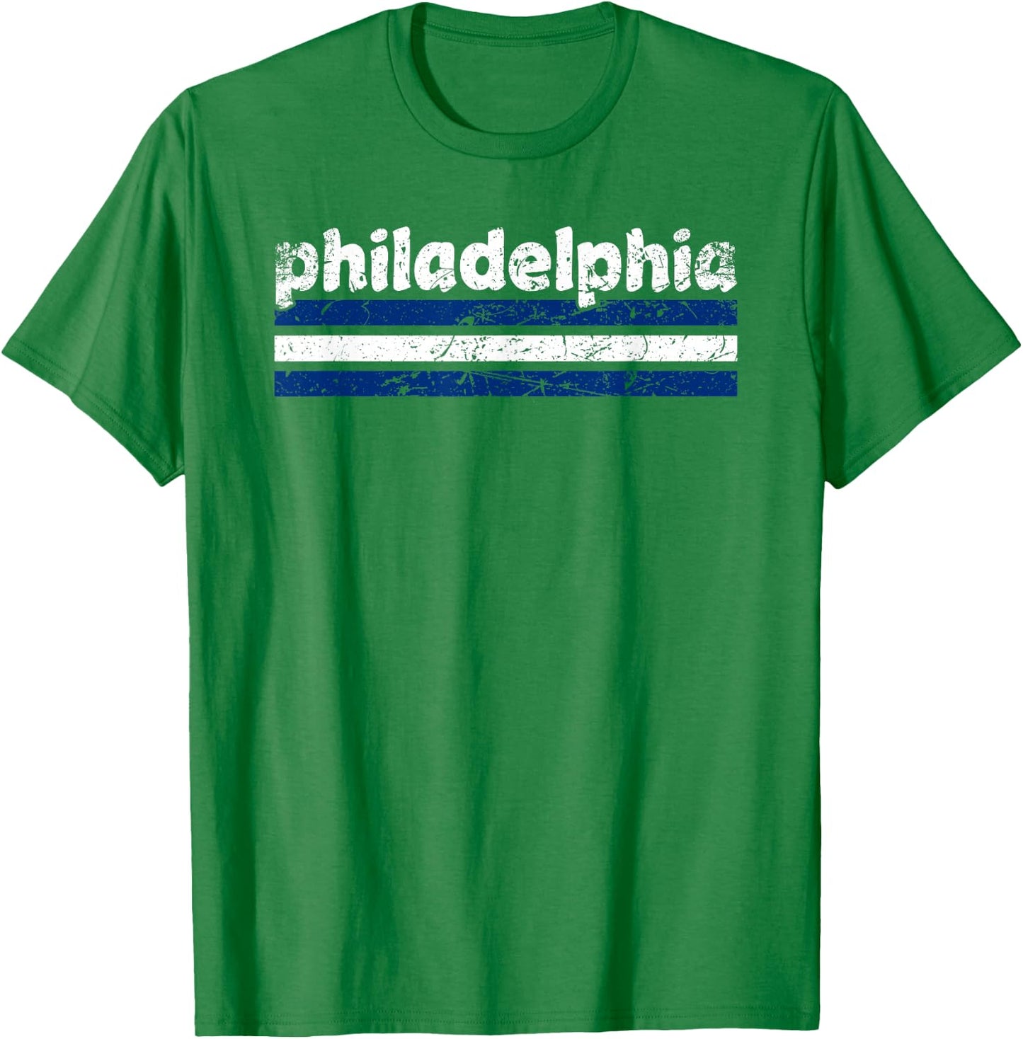 Philadelphia Pennsylvania Three Stripe Vintage Weathered T-Shirt - T-Shirt | Irish Green