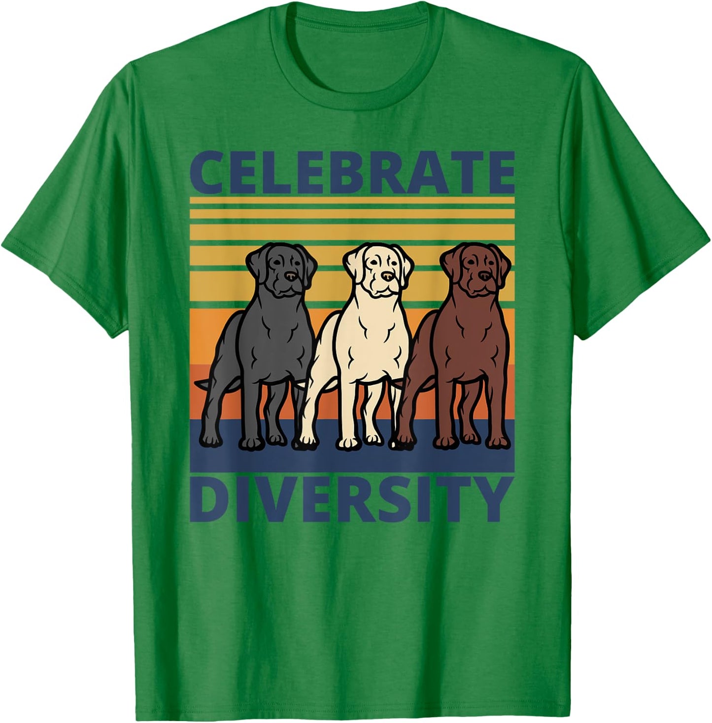 Black Yellow Chocolate Lab Celebrate Diversity Labrador T-Shirt - T-Shirt | Irish Green