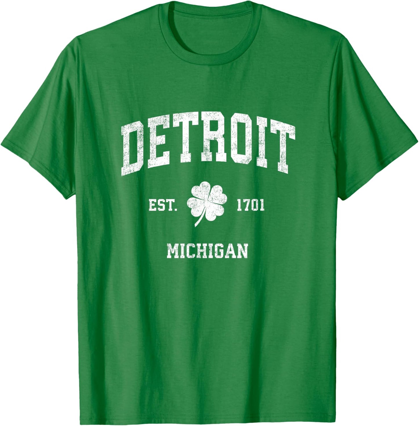 Detroit Michigan Vintage Shamrock Sports T-Shirt - T-Shirt | Irish Green