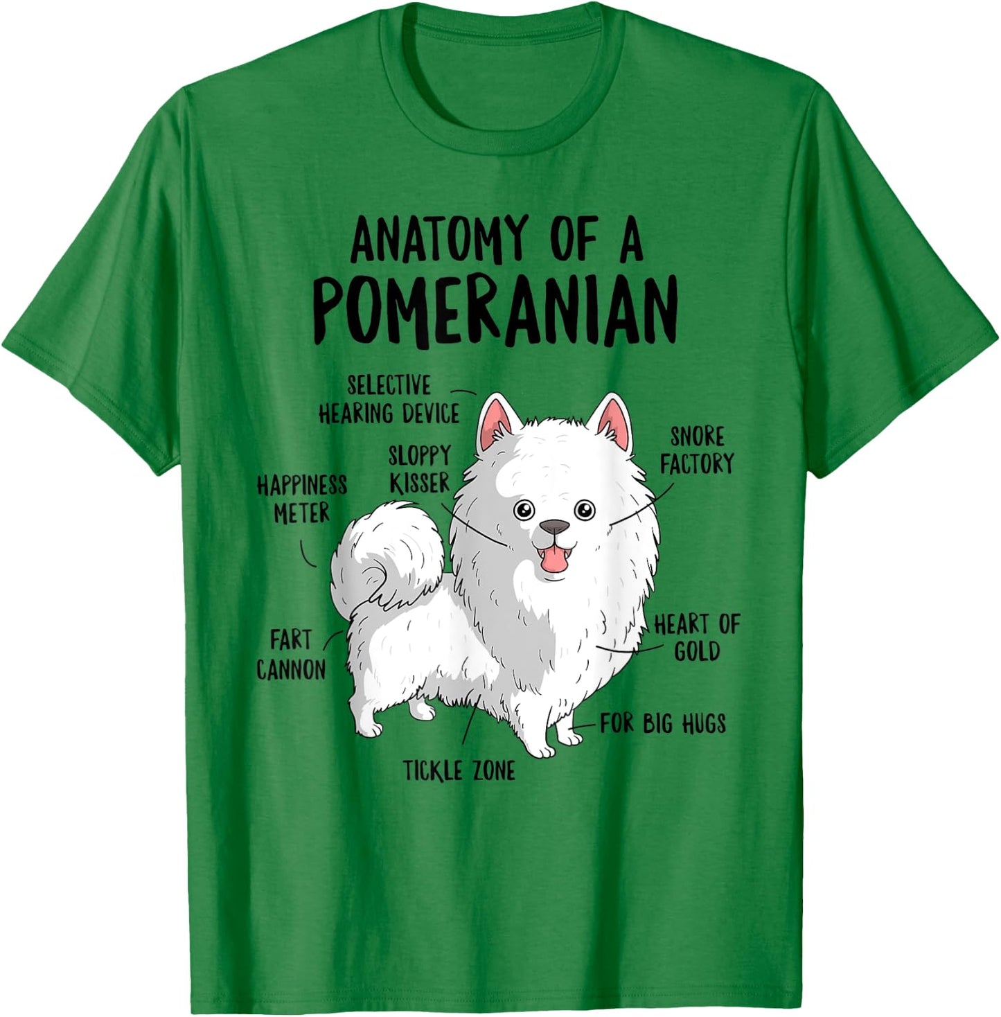 Anatomy of A Pomeranian Dog Owner Pom Puppy Funny Cute T-Shirt - T-Shirt | Irish Green