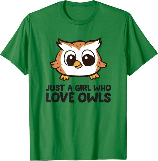Just a Girl Who Loves Owls T-Shirt - T-Shirt | Irish Green