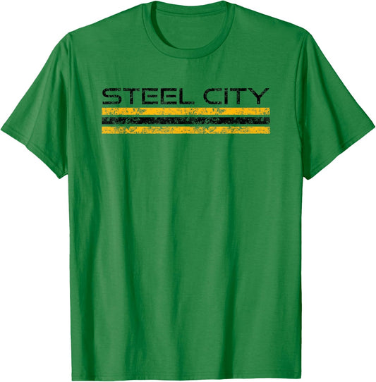 Pittsburgh Pennsylvania Retro Vintage Weathered T-Shirt - T-Shirt | Irish Green