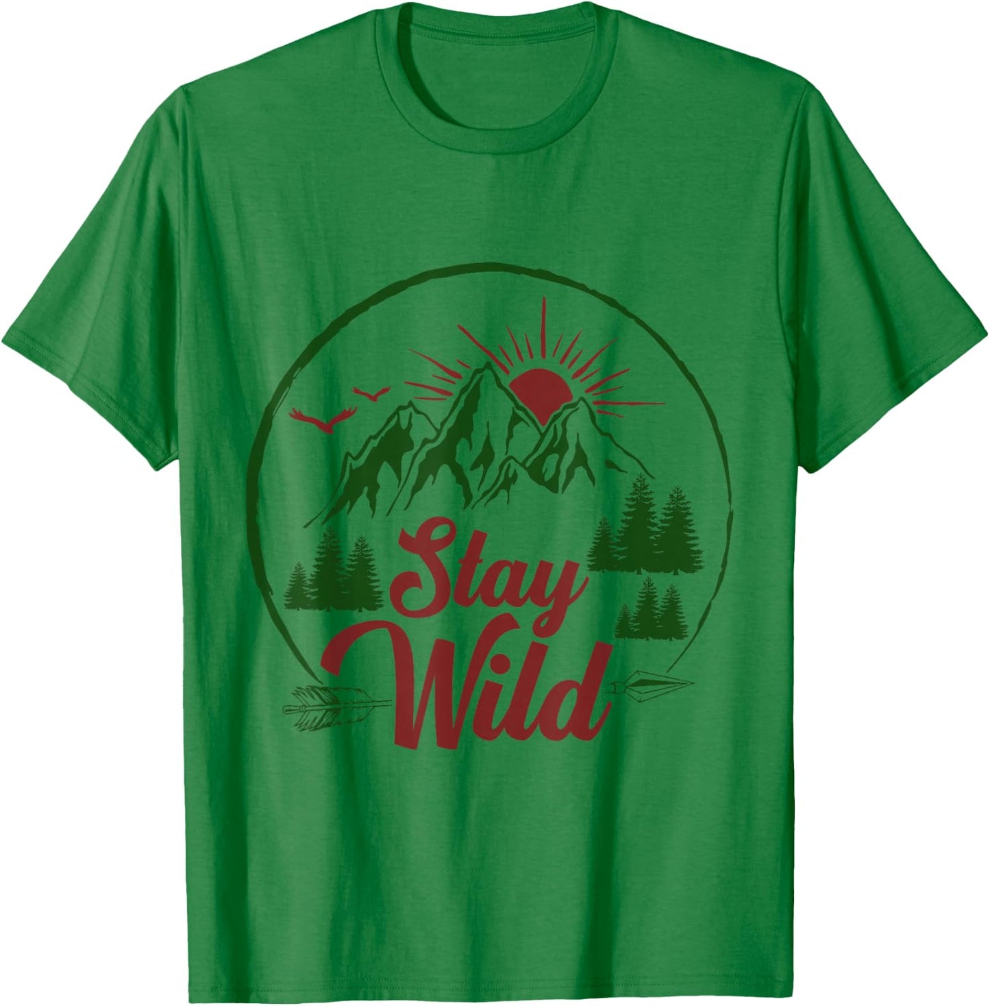 Stay Wild Men and Women Hikers, Campers and Outdoor Lovers T-Shirt - T-Shirt | Irish Green