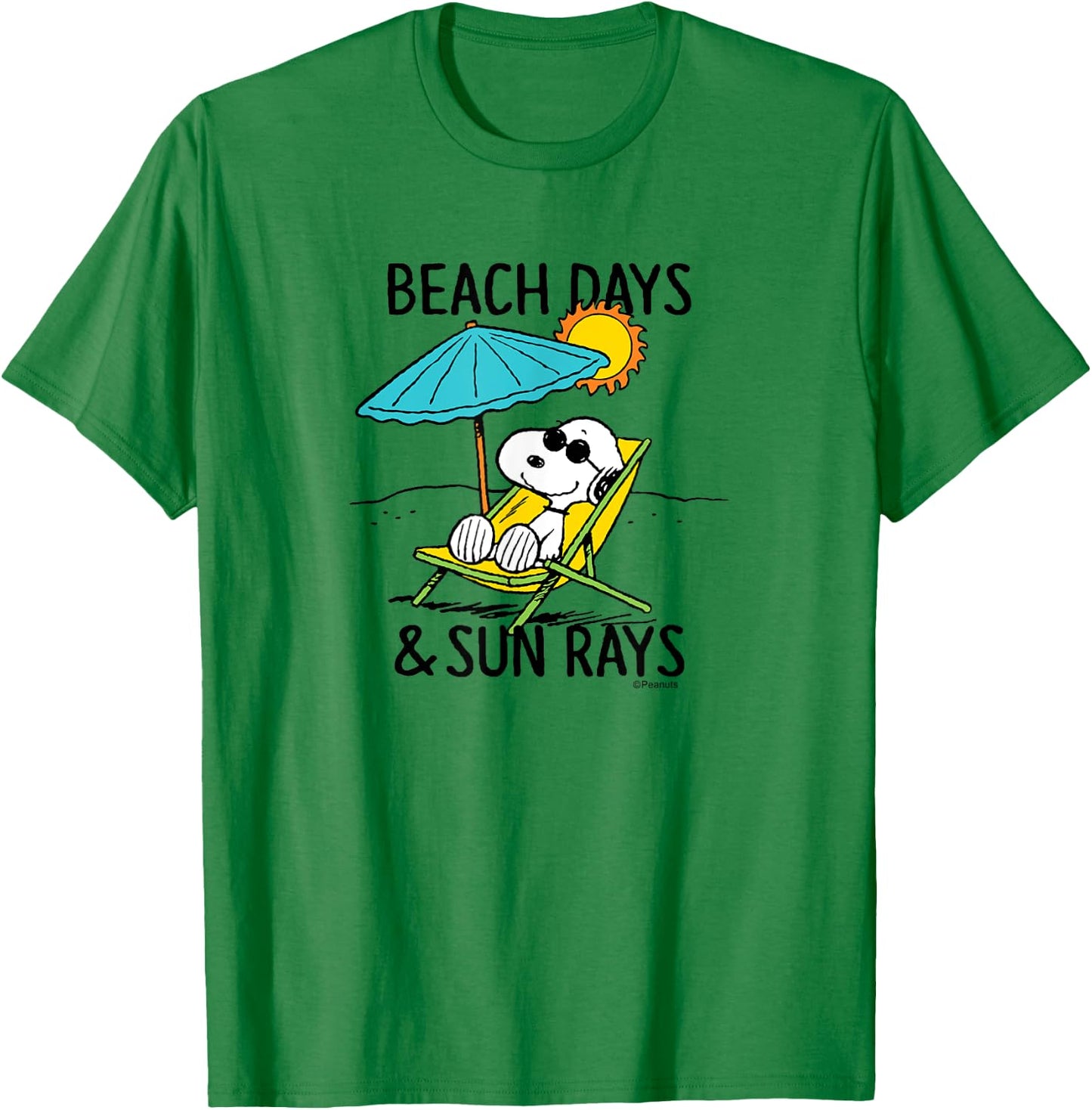 Peanuts - Snoopy Beach Days Sun Rays T-Shirt - T-Shirt | Irish Green