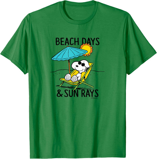 Peanuts - Snoopy Beach Days Sun Rays T-Shirt - T-Shirt | Irish Green