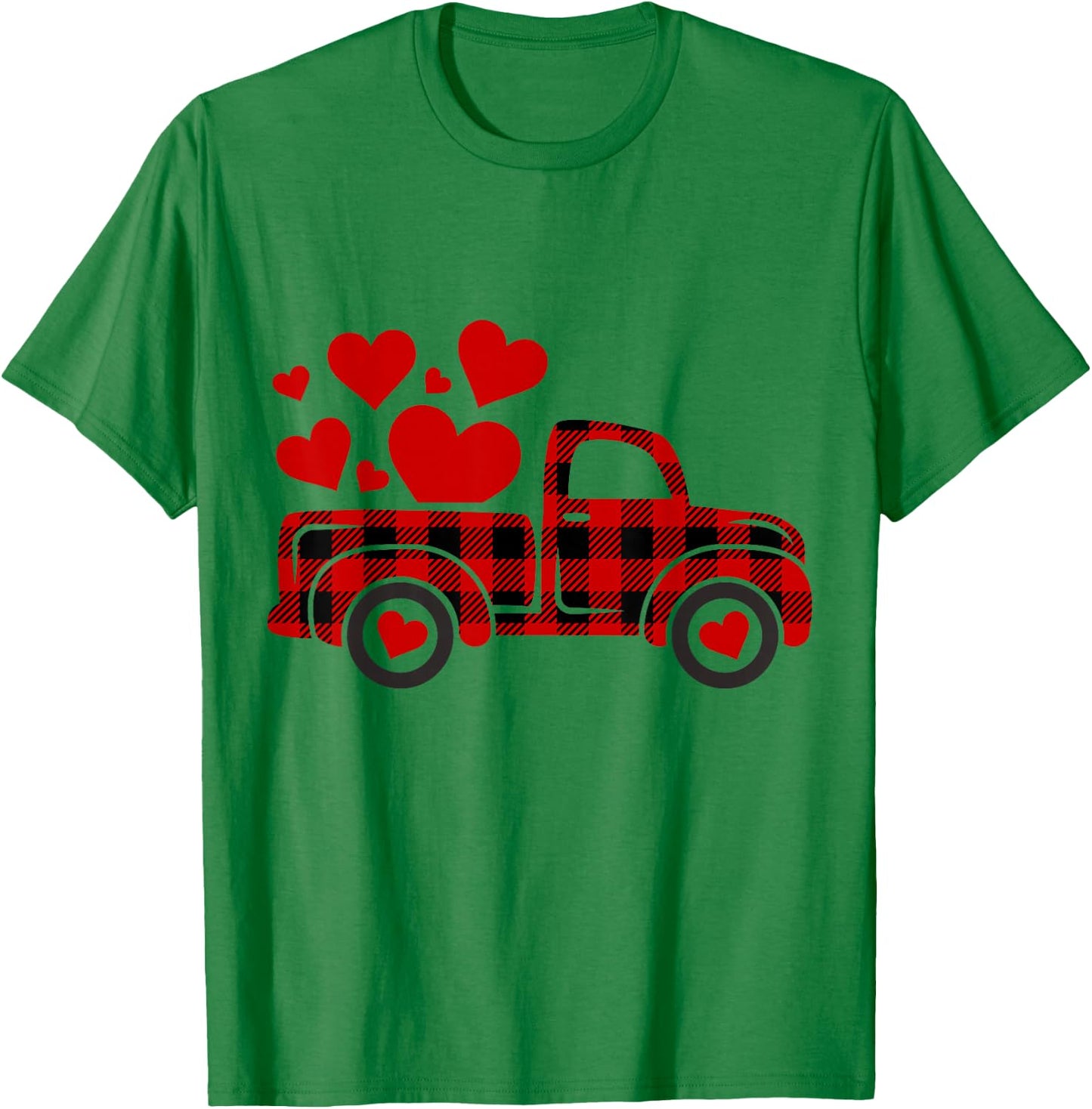 Red Plaid Truck Happy Valentines Day 2022 Couple Matching T-Shirt - T-Shirt | Irish Green