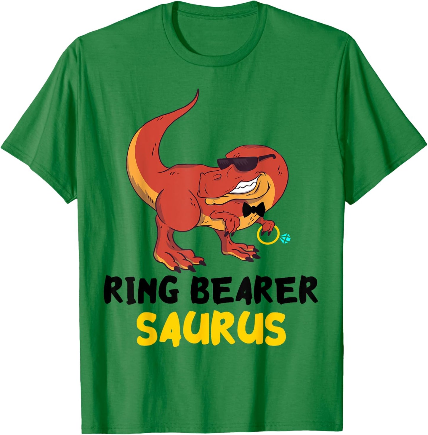 Ring Bearer T-Rex Dino Ring Dinosaur Wedding Party Security T-Shirt - T-Shirt | Irish Green