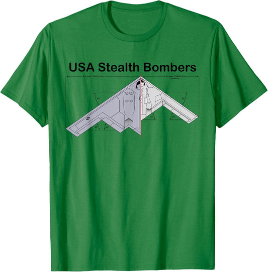USA Stealth Bombers B-21 Raider VS B-2 Spirit Specs B21 T-Shirt - T-Shirt | Irish Green