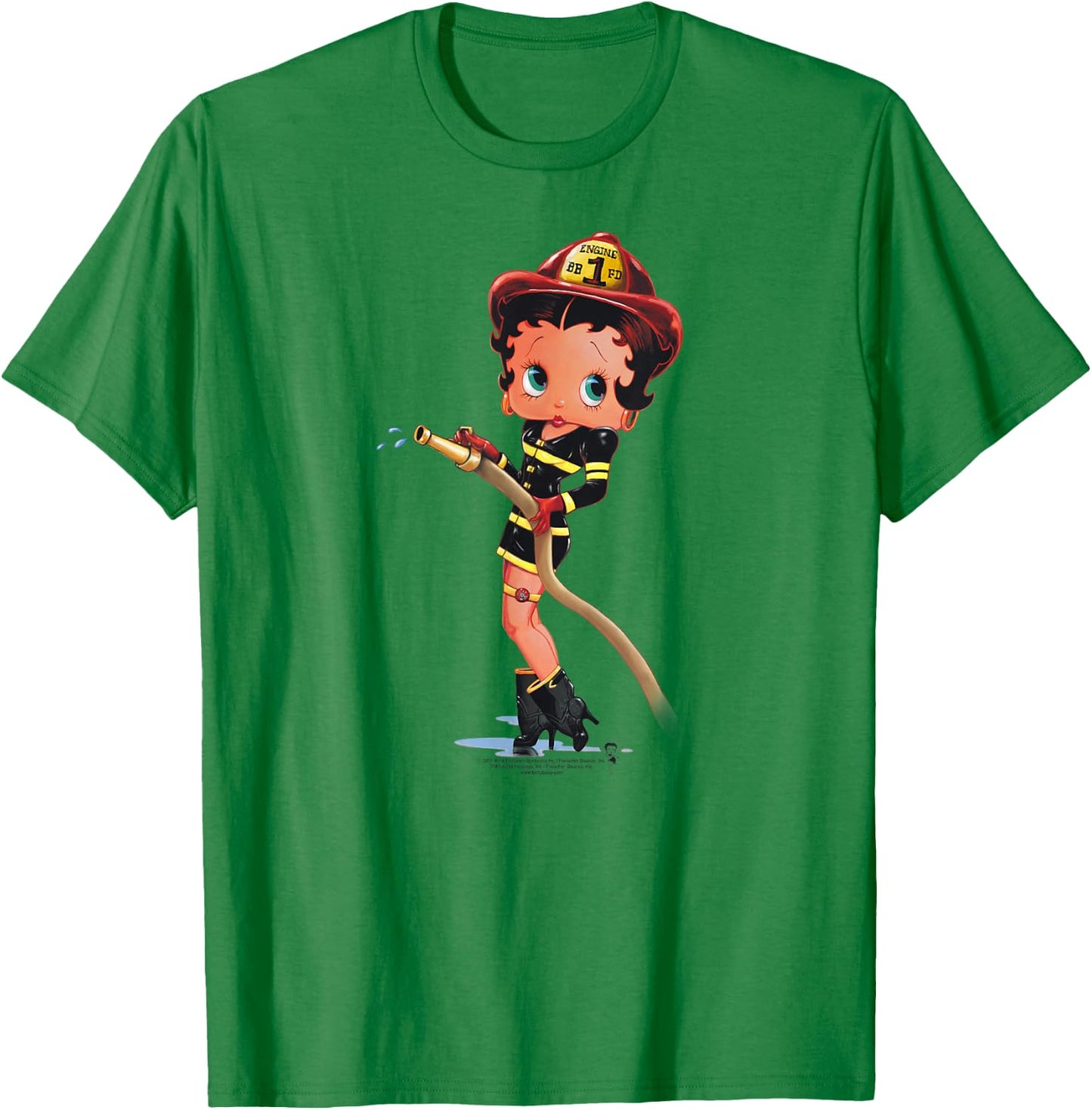 Betty Boop Firefighter T-Shirt - T-Shirt | Irish Green