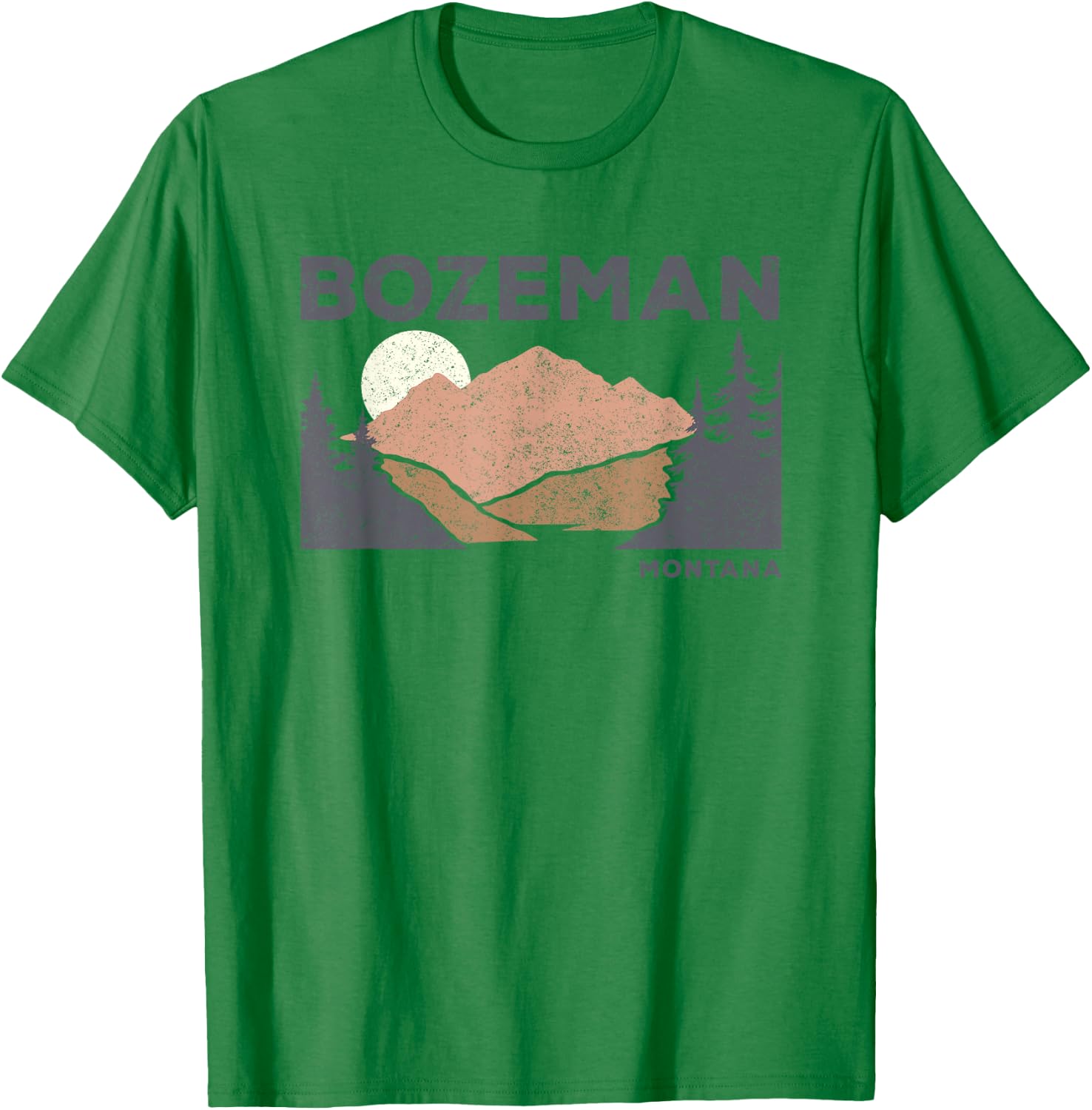 Vintage Bozeman Montana Retro Faded Mountain Nature Forest T-Shirt - T-Shirt | Irish Green