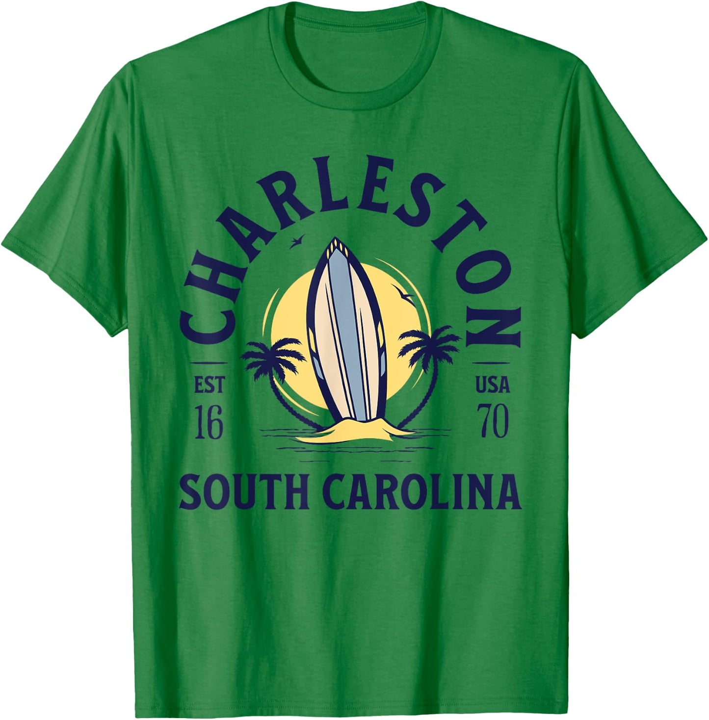 Charleston South Carolina Beach Surf Summer Vacation Vintage T-Shirt - T-Shirt | Irish Green