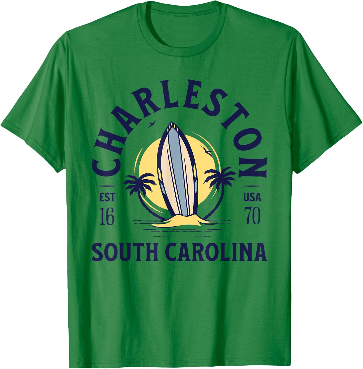 Charleston South Carolina Beach Surf Summer Vacation Vintage T-Shirt - T-Shirt | Irish Green