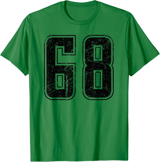 Number 68 Distressed Grunge Vintage Jersey Team Fan T-Shirt - T-Shirt | Irish Green