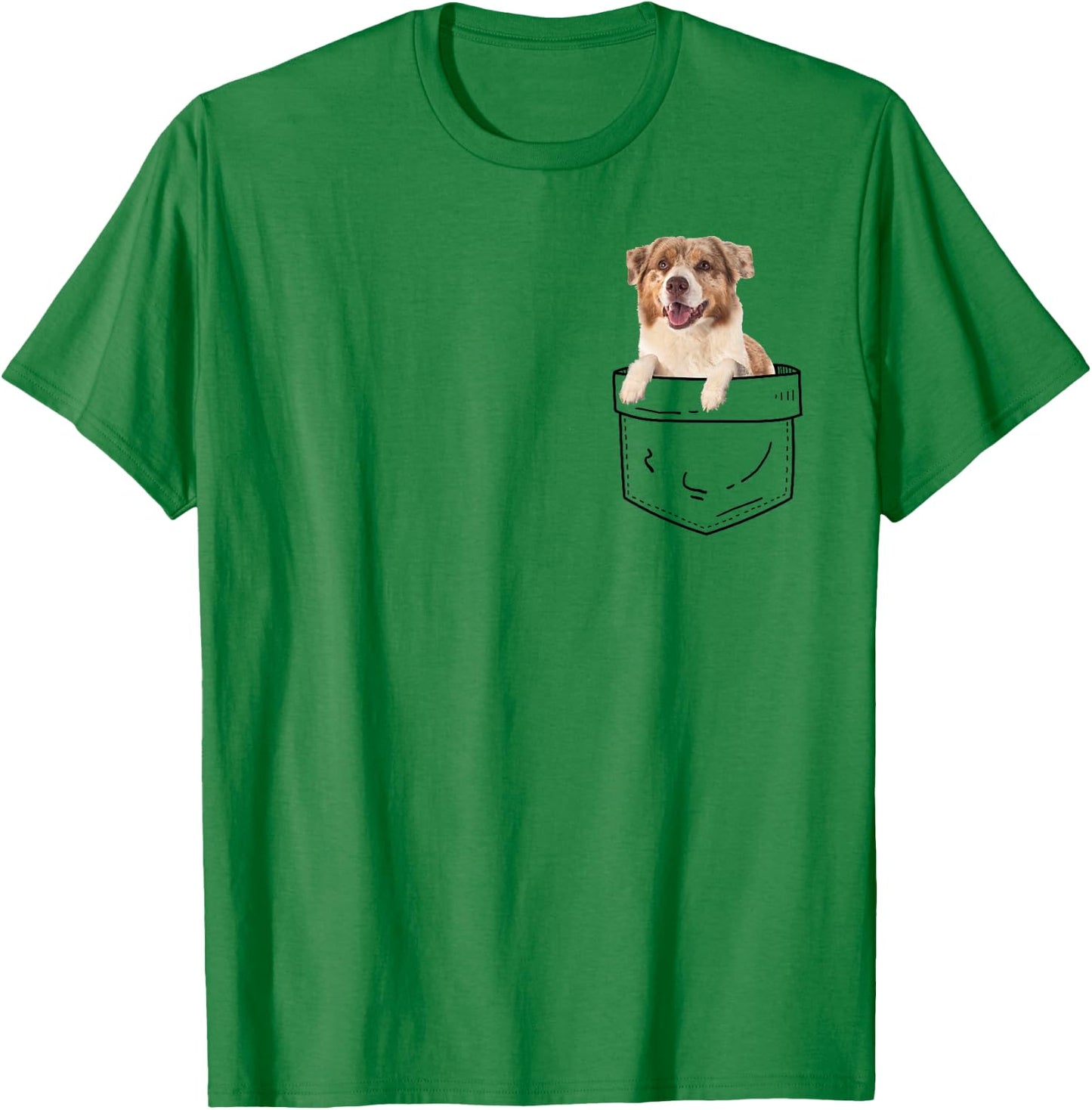 Red Merle Australian Shepherd In Pocket T-Shirt - T-Shirt | Irish Green