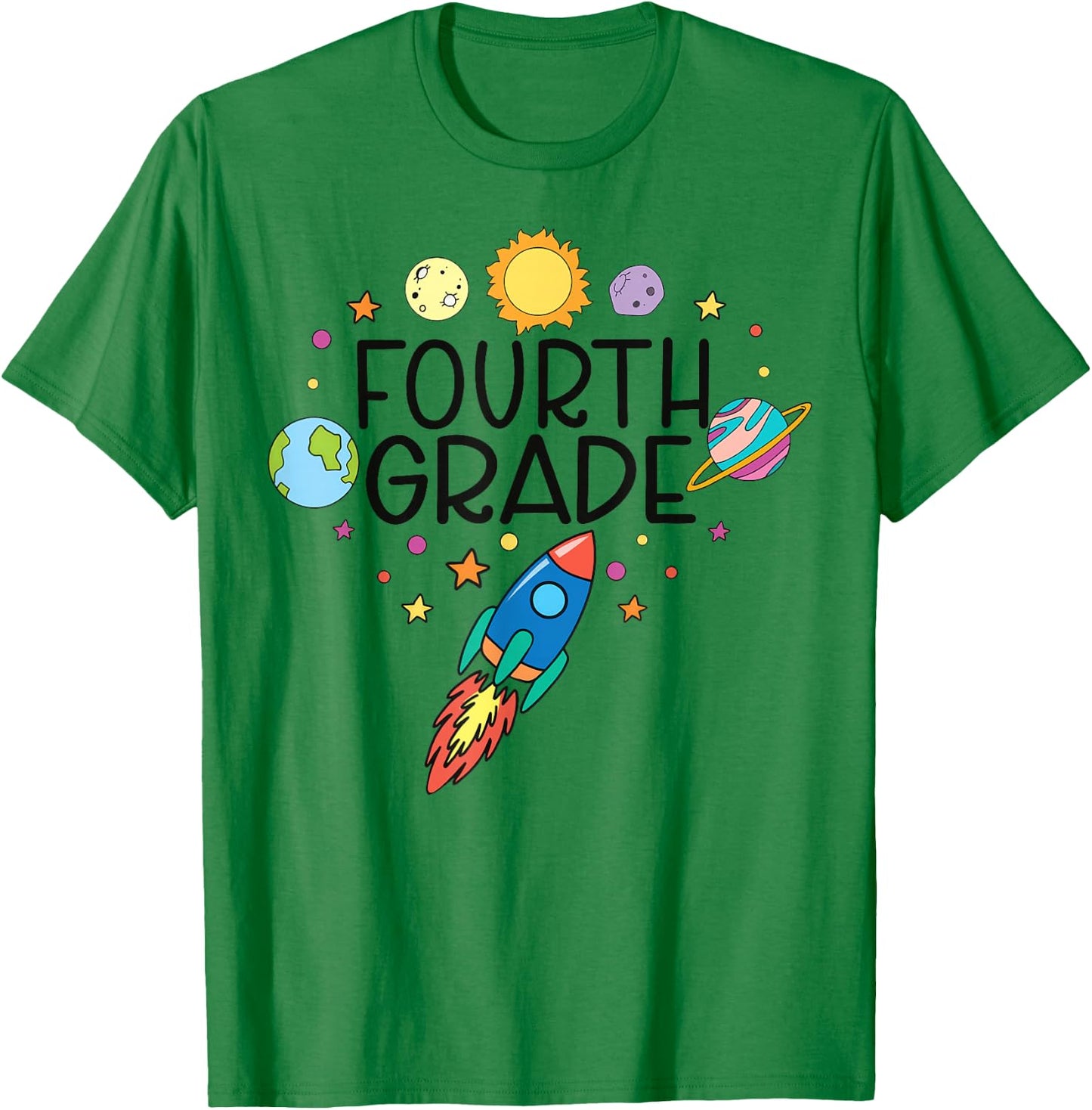 Fourth Grade Outer Space Solar System Planet Teacher T-Shirt - T-Shirt | Irish Green