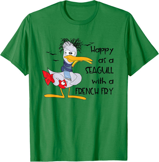 Funny Seagull Quote Happy as a Seagull With a French Fry T-Shirt - T-Shirt | Irish Green