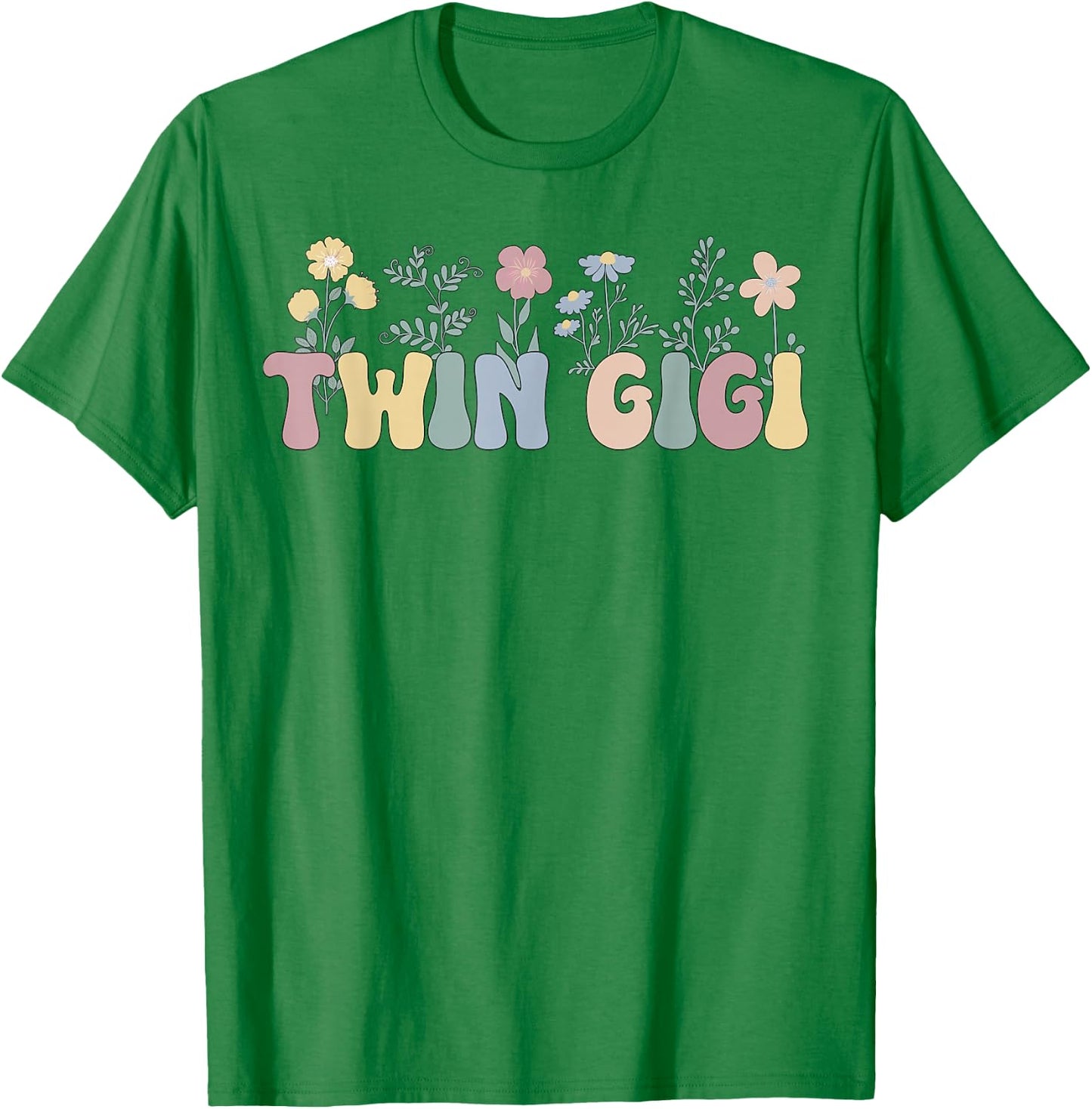 Twin Gigi Flowers Grandma Gigi Of Twins T-Shirt - T-Shirt | Irish Green