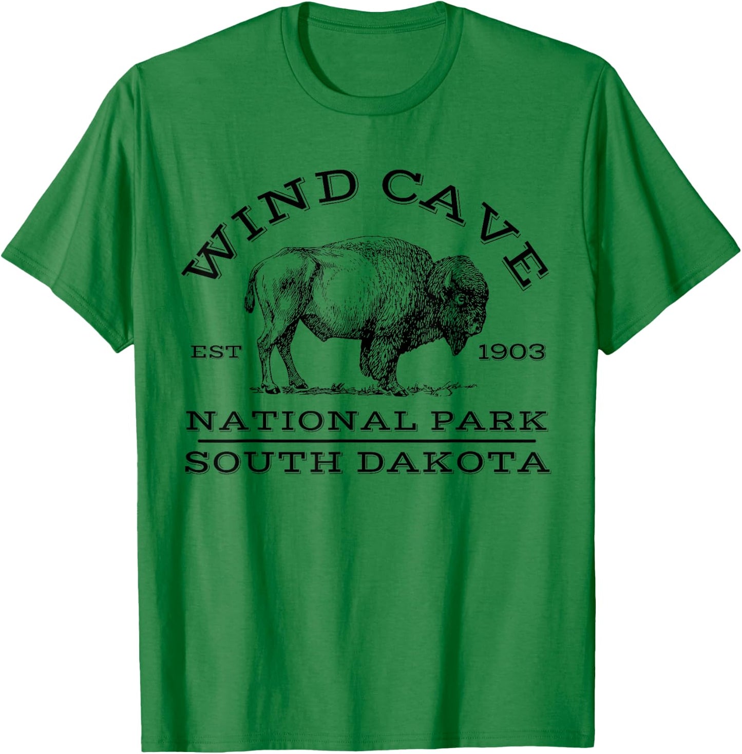 Wind Cave National Park Buffalo South Dakota Hike Outdoors T-Shirt - T-Shirt | Irish Green