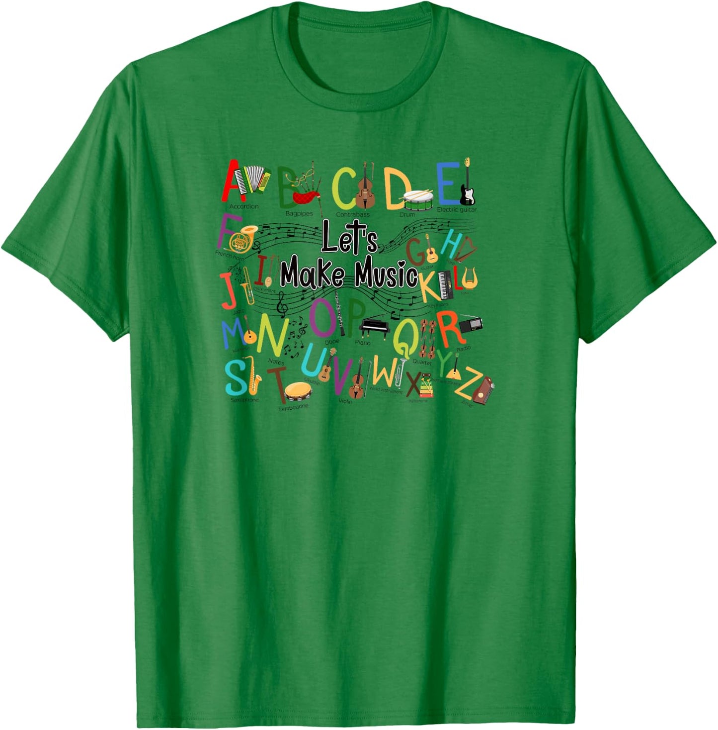 Cute Alphabet Design For Music Teacher Men Women Teacher T-Shirt - T-Shirt | Irish Green