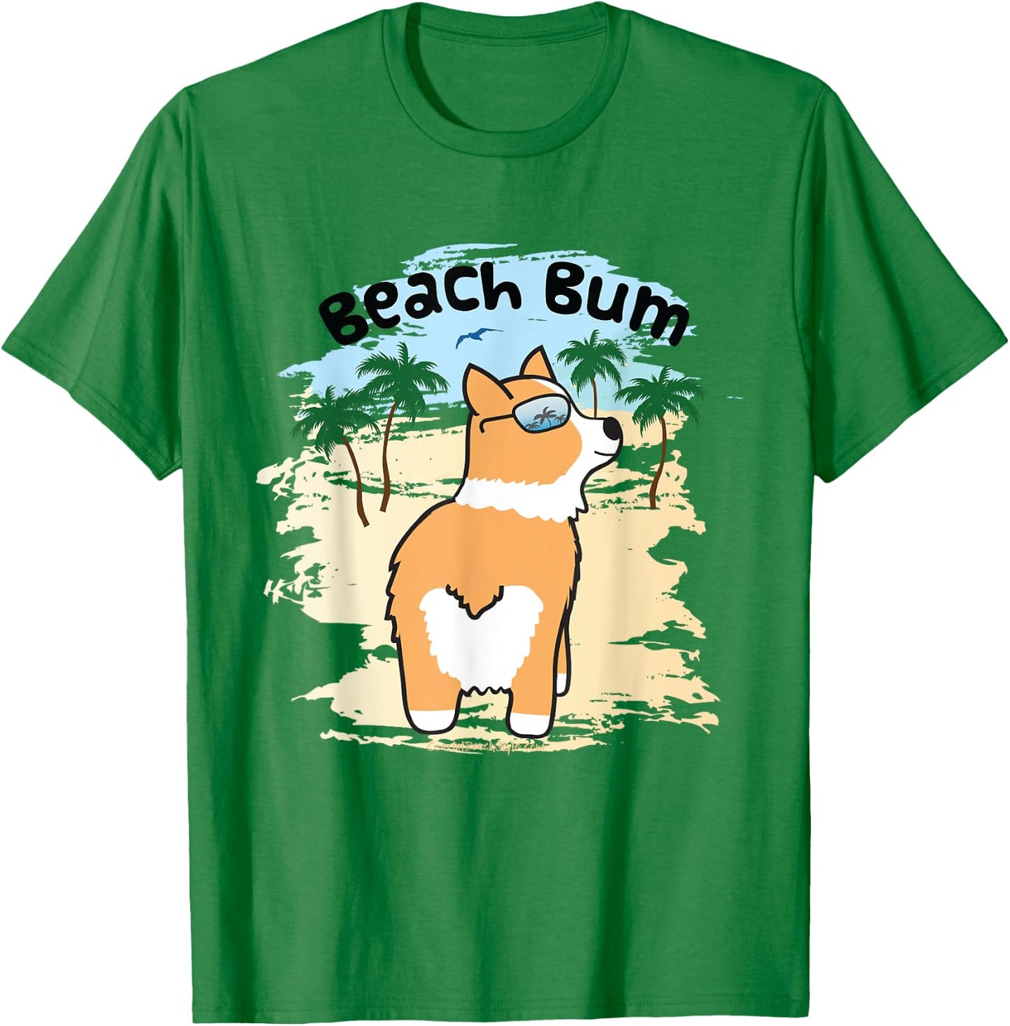 Funny Corgi Dog Beach Bum T Shirt Women T-Shirt - T-Shirt | Irish Green