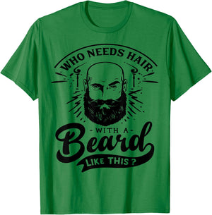 Who needs Hair with a Beard like this Viking Bearded Men T-Shirt - T-Shirt | Irish Green