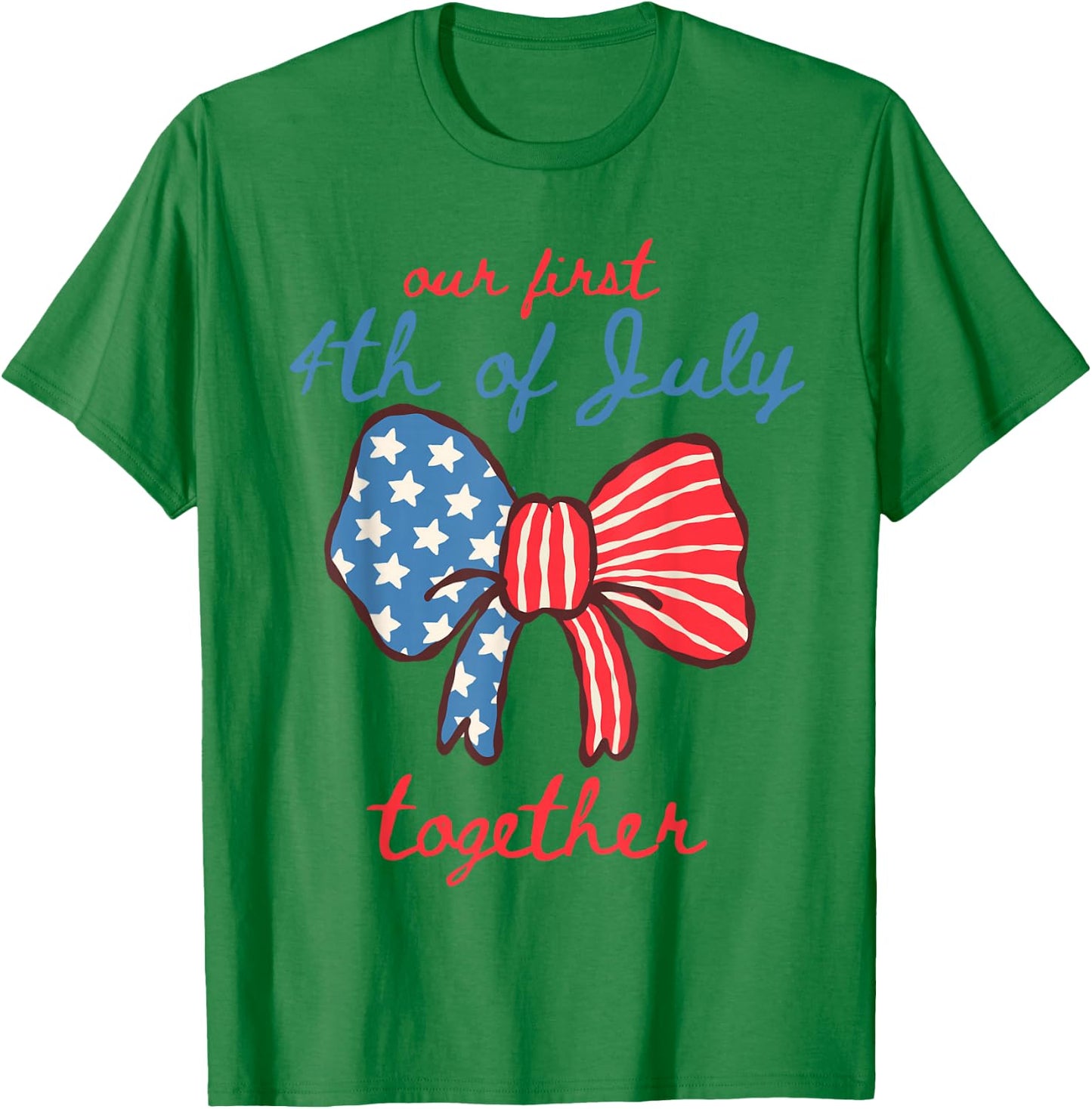 Our First 4th of July Together Cute Bow USA Couples Matching T-Shirt - T-Shirt | Irish Green