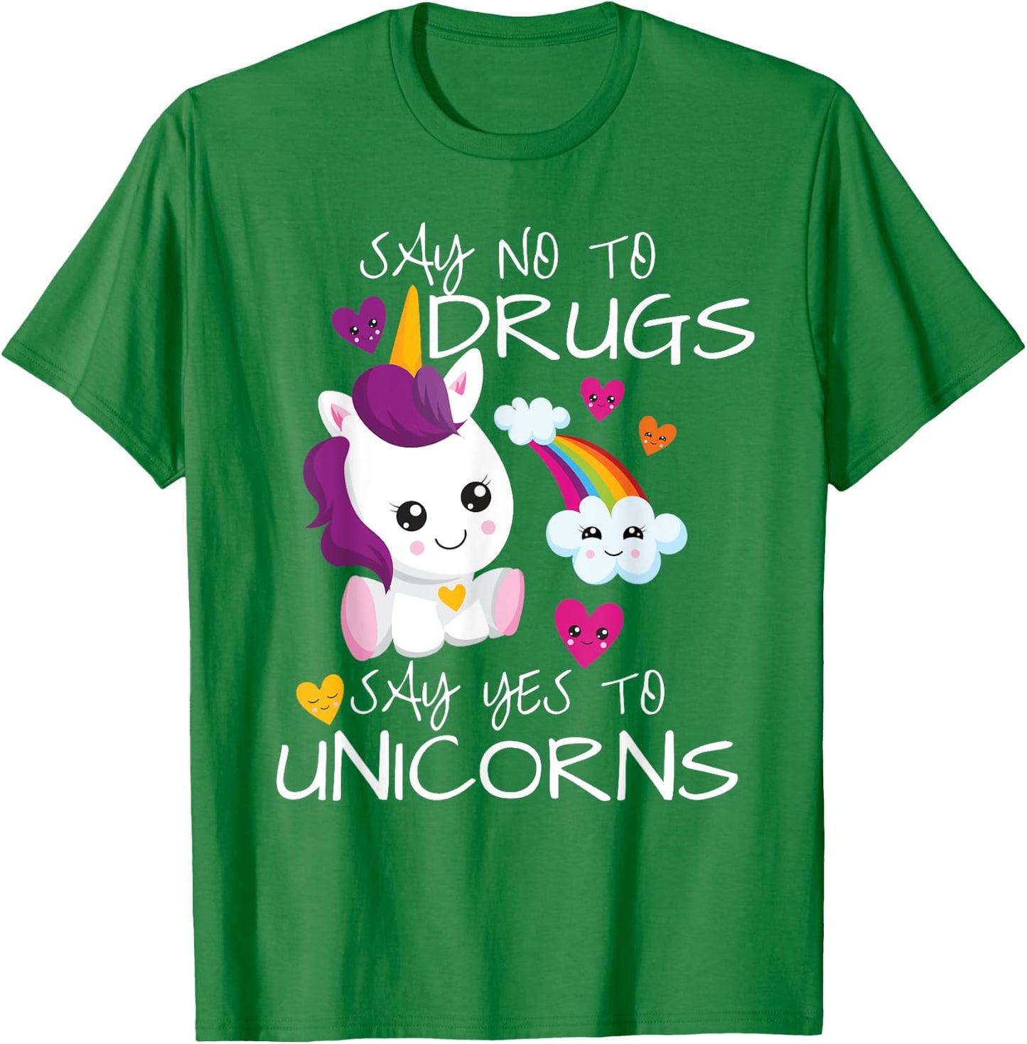 Red Ribbon Week Kids Youth Say No Say Yes To Unicorns T-Shirt - T-Shirt | Irish Green