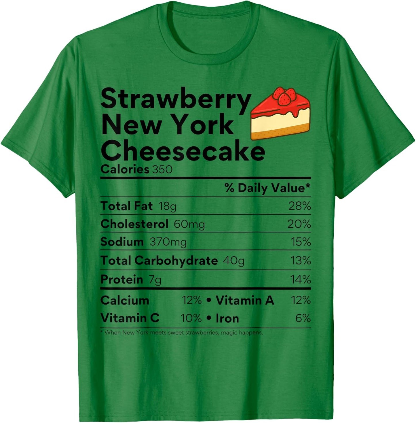 New York Strawberry Cheesecake Costume Food Nutrition Facts T-Shirt - T-Shirt | Irish Green
