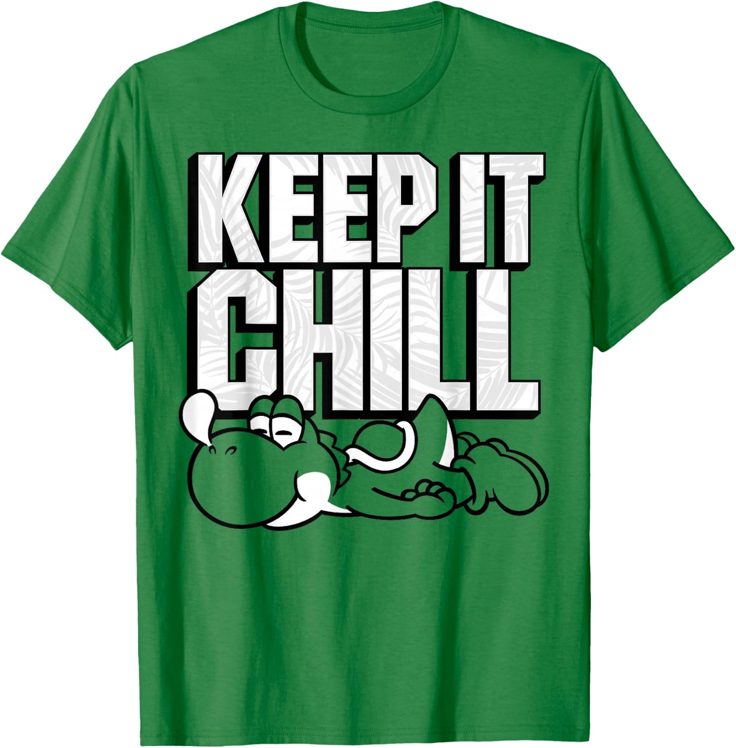 Super Mario Yoshi Keep It Chill Outline Portrait T-Shirt - T-Shirt | Irish Green