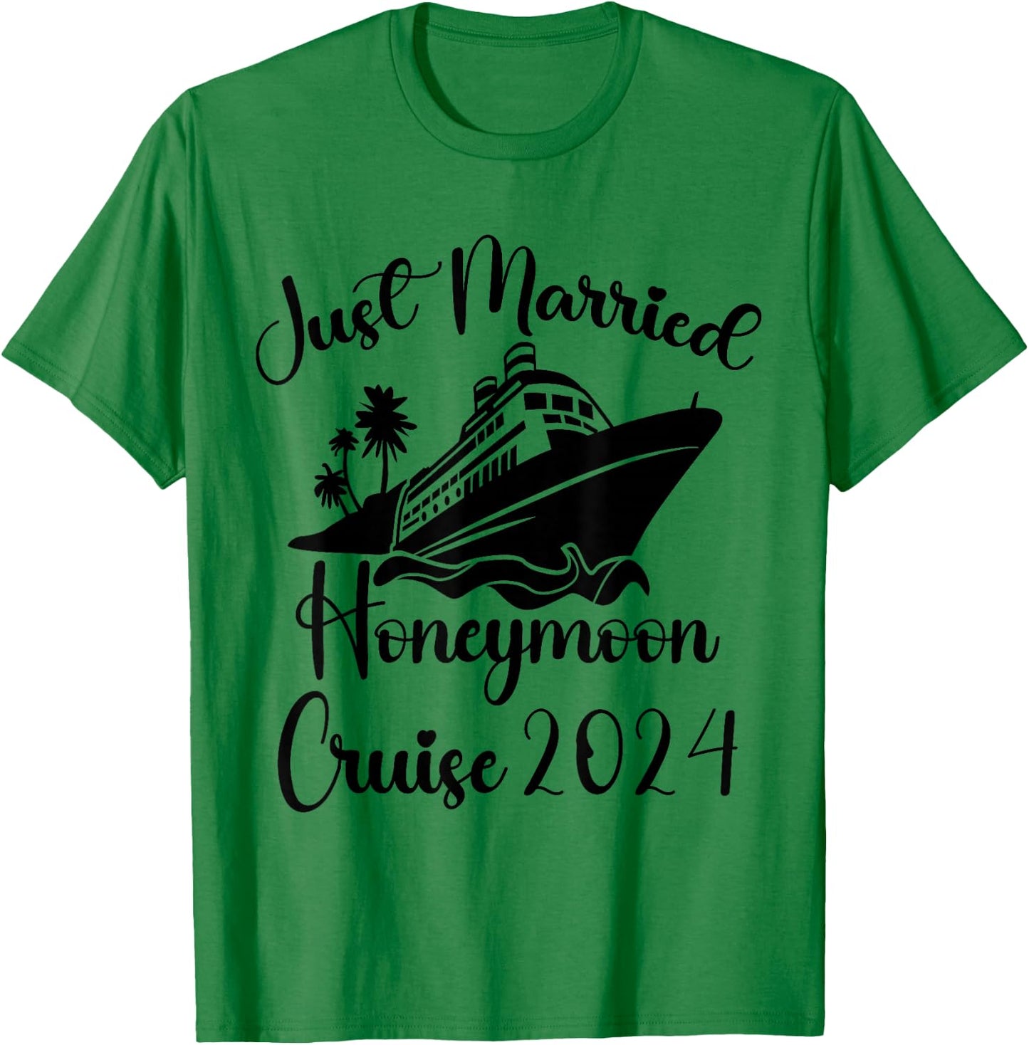 Just Married 2024 Wedding Rings Matching Couple Newlyweds T-Shirt - T-Shirt | Irish Green