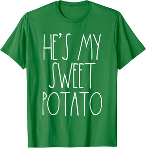 Thanksgiving Couples Hes My Sweet Potato Shirt I Yam Set T-Shirt - T-Shirt | Irish Green