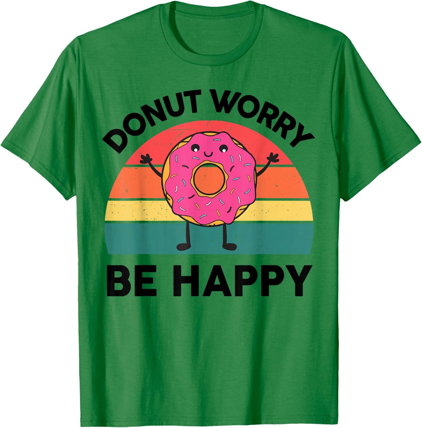 Funny Donut Worry Be Happy Shirt Kids Toddler Boy Girl Retro T-Shirt - T-Shirt | Irish Green